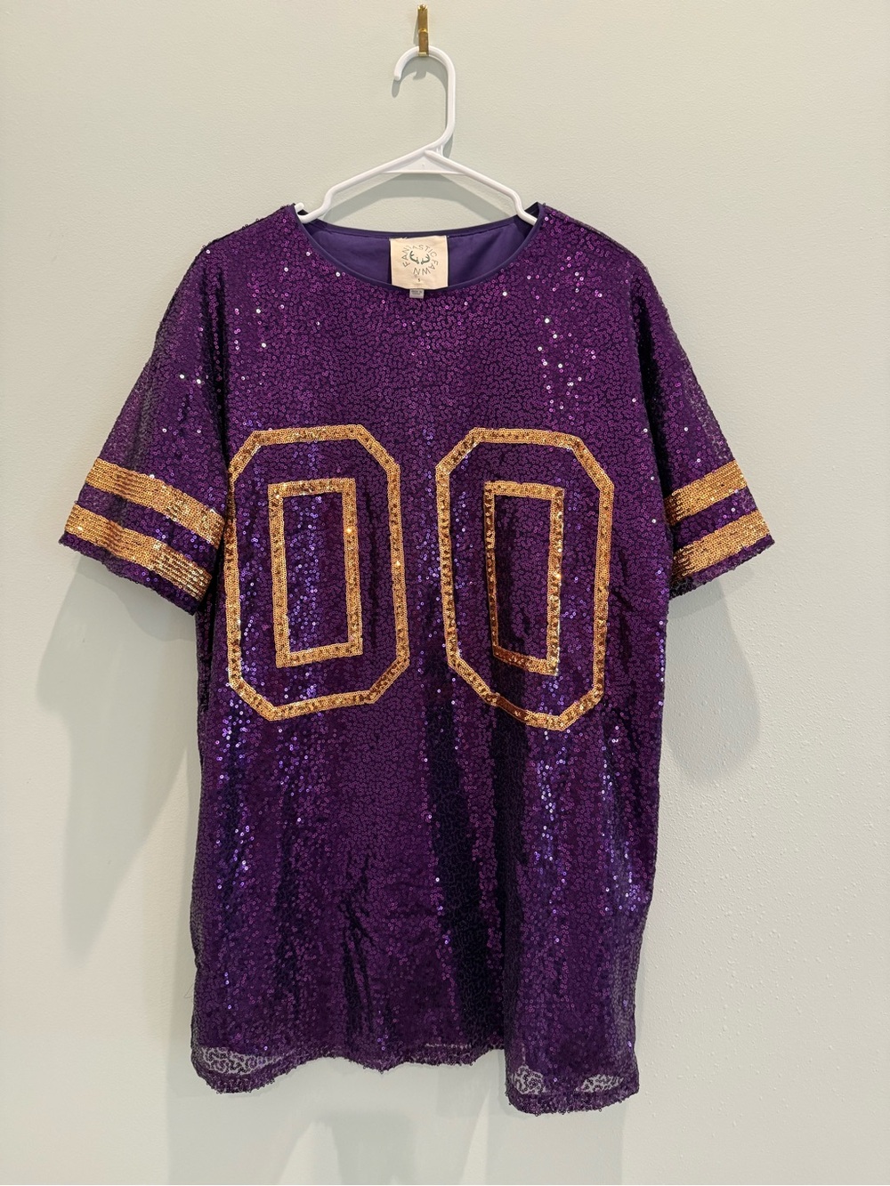 Fantastic Fawn Purple Sequin Tee with Gold Details
